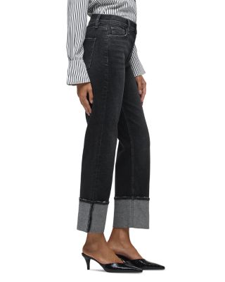 Remi High Rise Wide Cuff Ankle Jeans in Washed Black