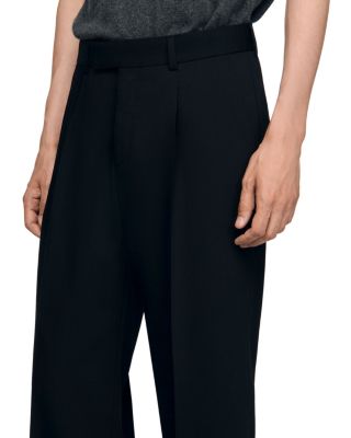 Laurent Wool Blend Wide Leg Trousers With Pleats