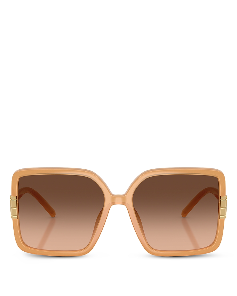 Tory Burch Flat Eleanor Square Sunglasses, 57mm In Brown