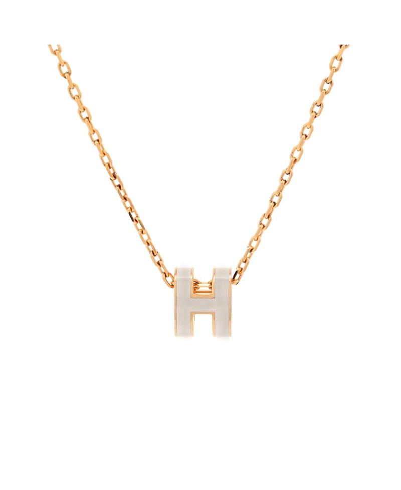 Pre-owned Pre-owned Hermes Hermes Mini Pop H Pendant Chain Necklace Metal And Enamel In Gold