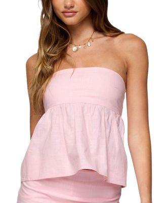 Edikted Avalai Linen Look Strapless Babydoll Top