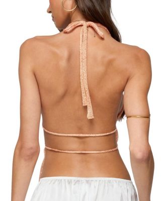 Edikted Sequin Knit Split Front Backless Top