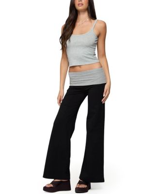 Edikted Wide Leg Contrast Fold Over Pants