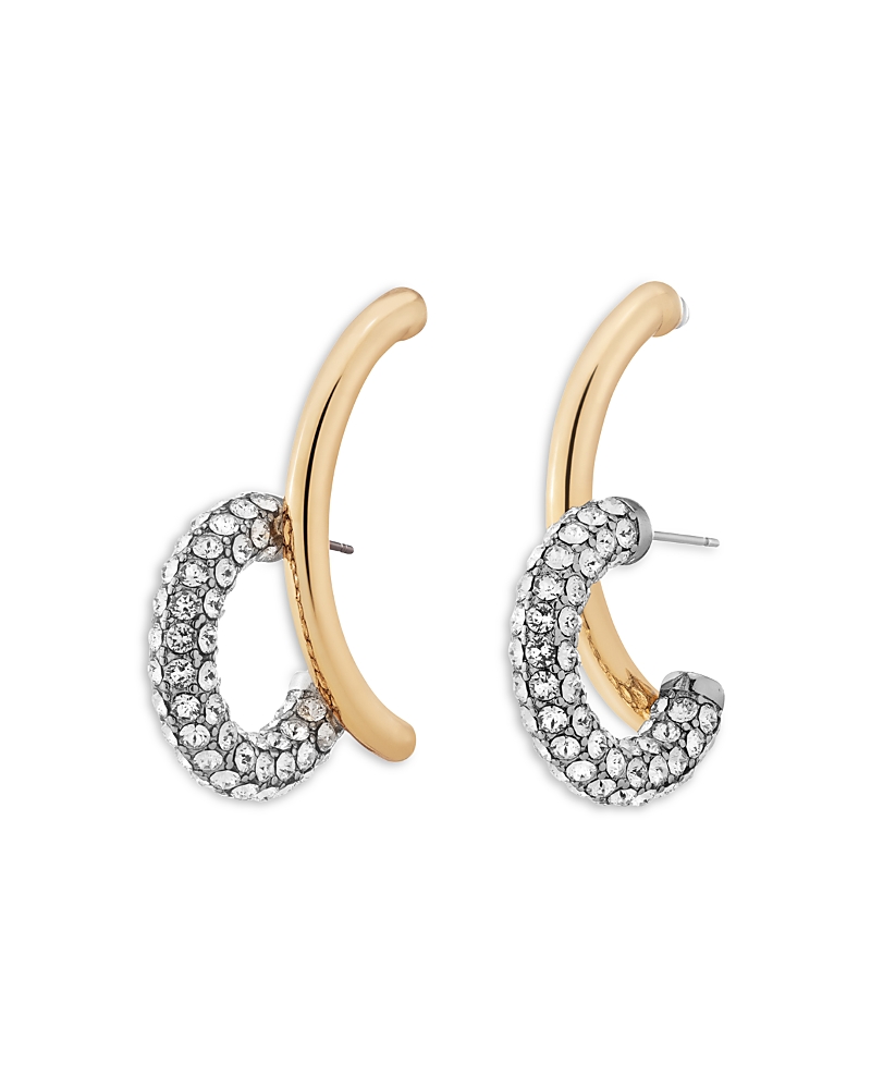 Demarson Convertible Marisa Pave Hoop Earrings In Metallic