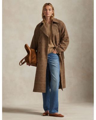 Glen Plaid Wool Trench Coat
