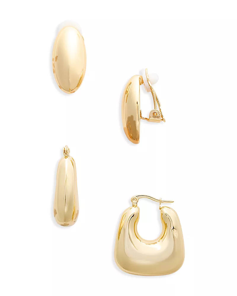 Aqua Square Hoop & Clip On Stud Earrings, Set of 2 - Exclusive