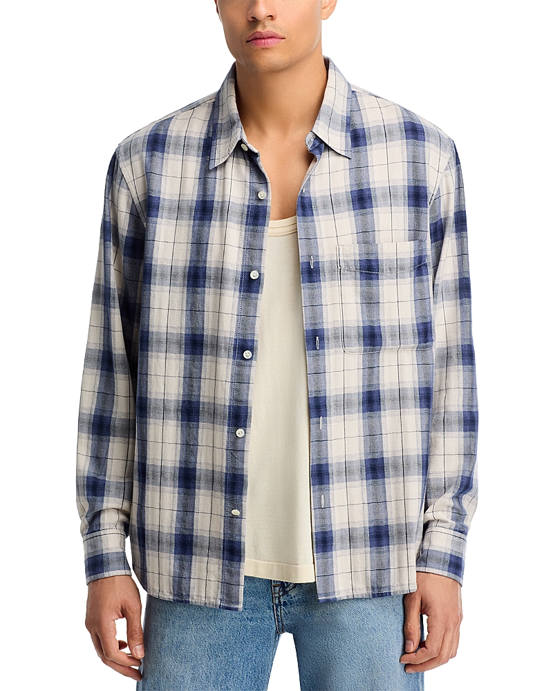 Madewell Plaid Button Down Work Shirt In Blue