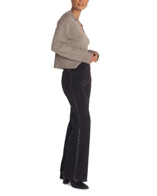 Anya Studded High Rise Wide Leg Jeans in Moon Shadow