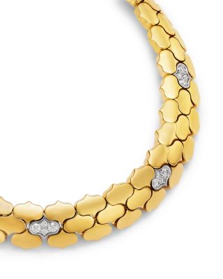 18K White & Yellow Gold Gender Diamond Cobra Link Bracelet