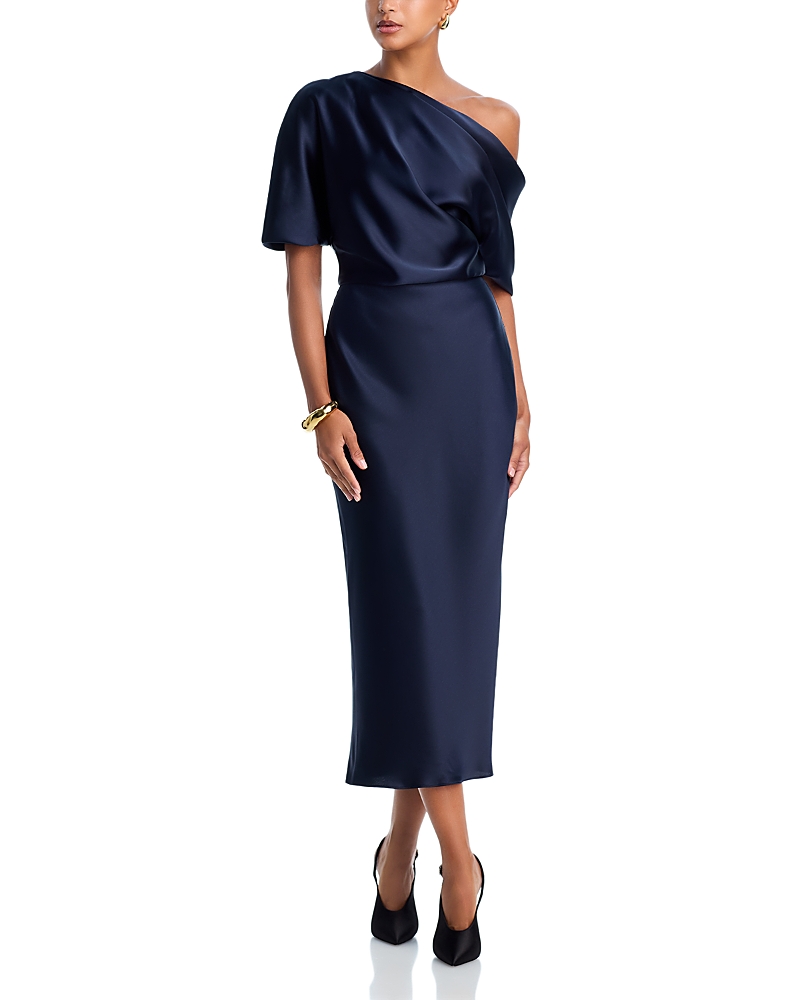 Amsale Draped Pencil Midi Dress