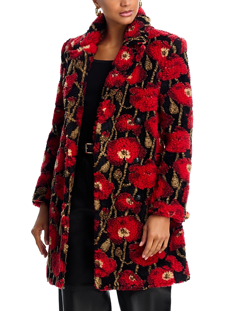 L'agence Tristan Sherpa Midi Coat In Red