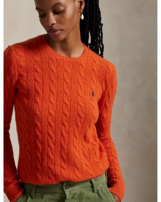 Cable Wool Cashmere Crewneck Slim Fit Sweater