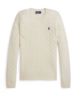 Cable Wool Cashmere Crewneck Slim Fit Sweater