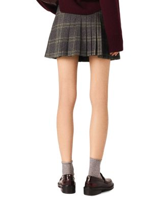 Short Pleated Checked Skirt