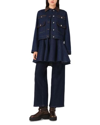 Denim Jacket with Faux Leather