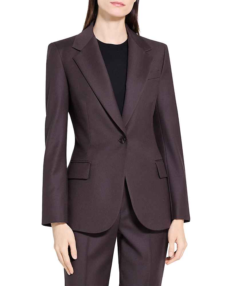 Theory Lynnia Sleek Virgin Wool Blazer In Burgundy