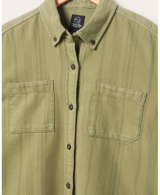 Women's Tonal Stripe Flannel Crop Shirt