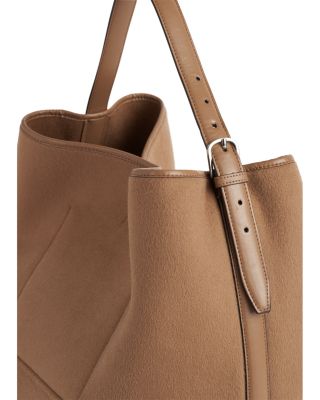 Doubl&eacute; Belted Wool and Leather Trim Tote