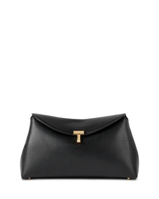 T-Lock Smooth-Leather Convertible Clutch in Black