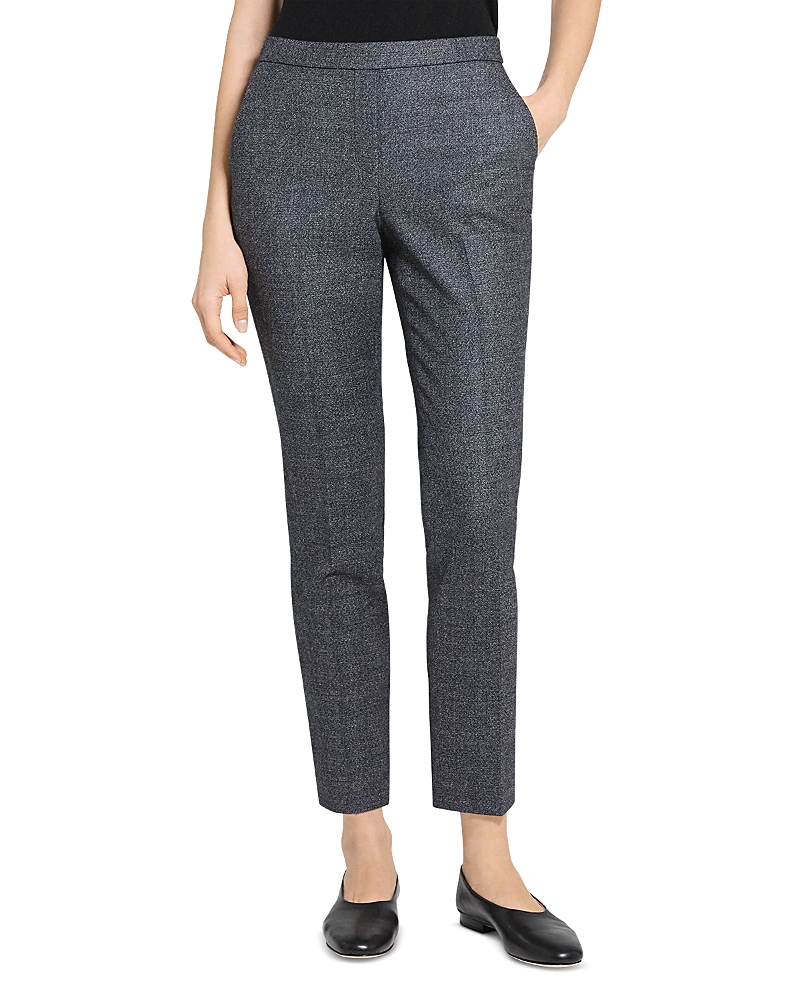 Theory Treeca Pull-on Virgin Wool Ankle Pants In Gray