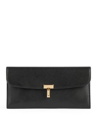 Toteme T-Lock Leather Wallet in Black