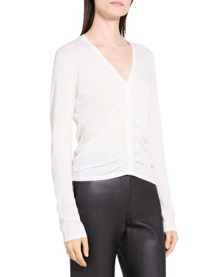 Shirred Cardigan Sweater