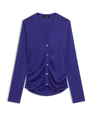 Shirred Cardigan Sweater