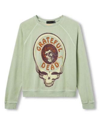  Women&#39;s Grateful Dead Skull Raglan Crew Fleece Sweatshirt