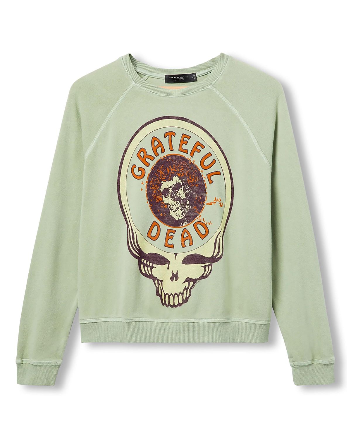 Junk Food Clothing Women's Grateful Dead Skull Raglan Crew Fleece Sweatshirt