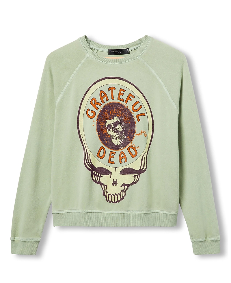Junk Food Clothing Women's Grateful Dead Skull Raglan Crew Fleece Sweatshirt