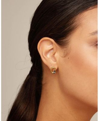  Oval Crystal Stud Earrings