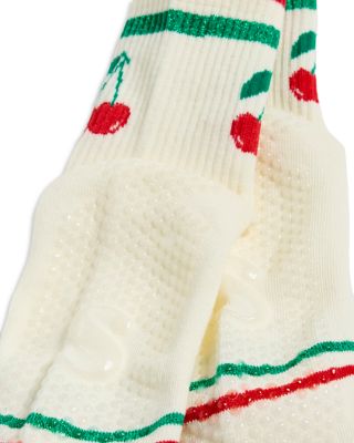 Cherry Striped Grip Socks