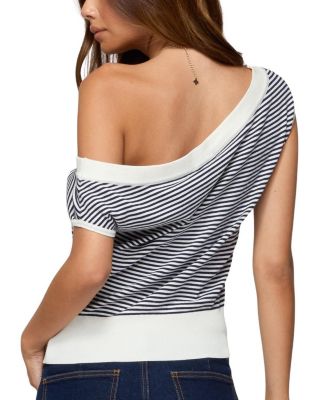  Lottey Striped Off Shoulder Knit Top