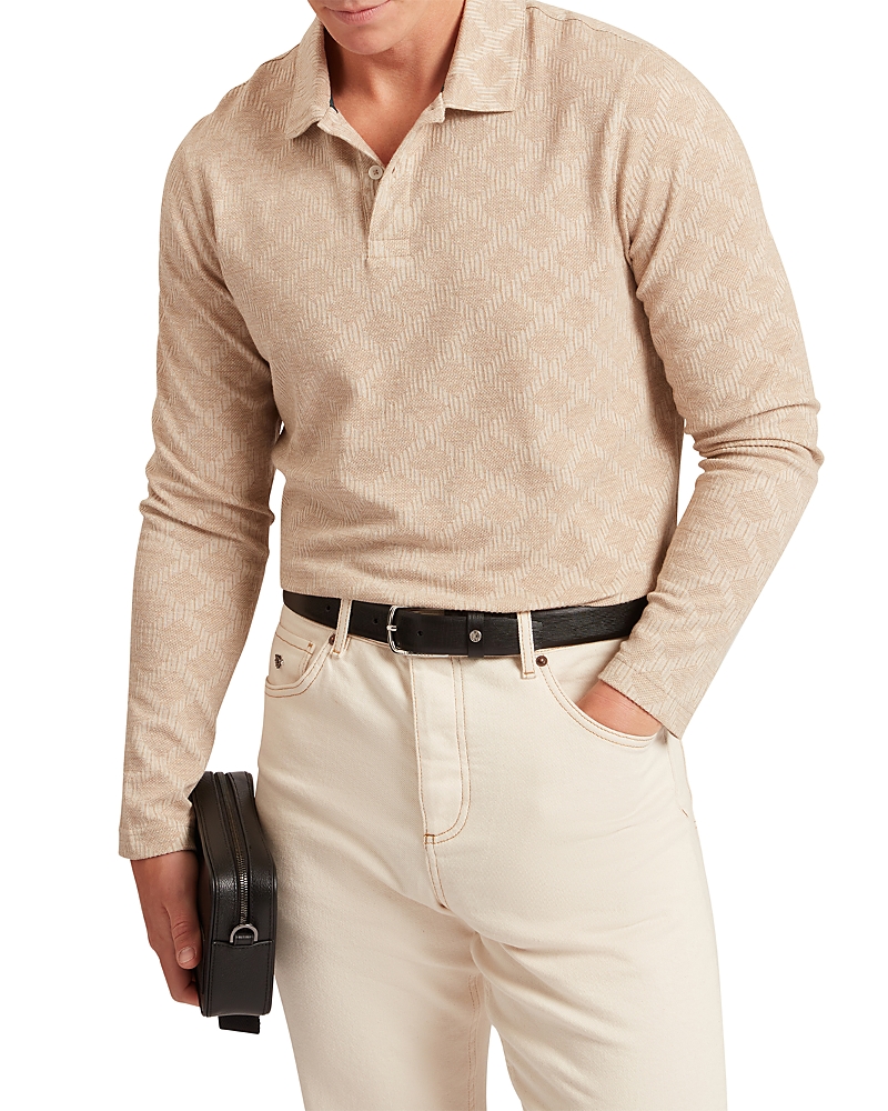 Ted Baker Imlad Long Sleeve Diamond Jacquard Polo