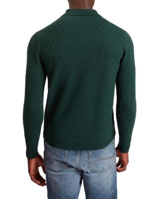 Gaten Long Sleeve Textured Stitch Polo