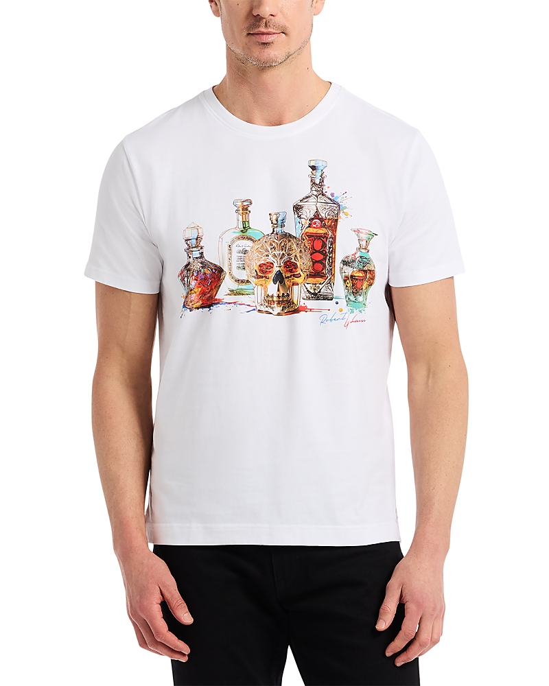 Robert Graham Liquid Skull Cotton Graphic T-shirt In White