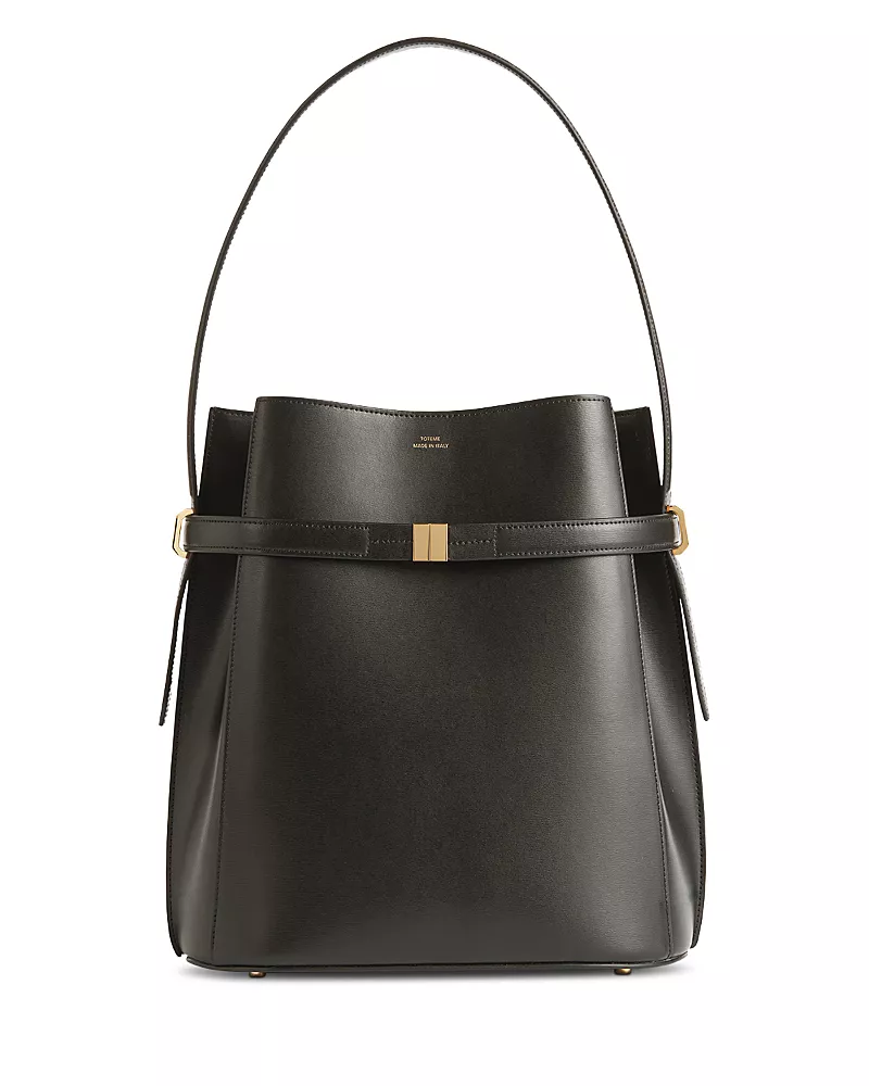 Toteme Belted Smooth Leather Bucket Bag