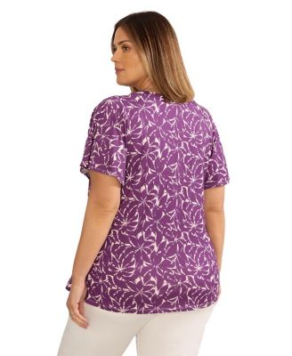  Jersey Flutter Sleeve V-Neck T-Shirt