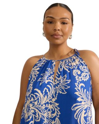 Floral Print Halter Neck Maxi Dress