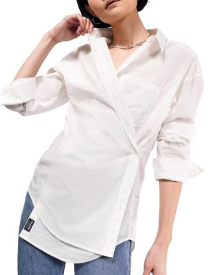  The Essential Long Sleeve Oversized Wrap Button Up Shirt