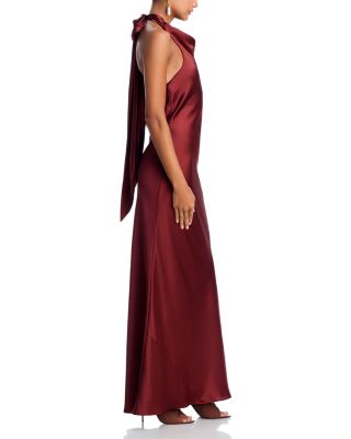 Charmeuse Halter Neck Long Dress - Exclusive
