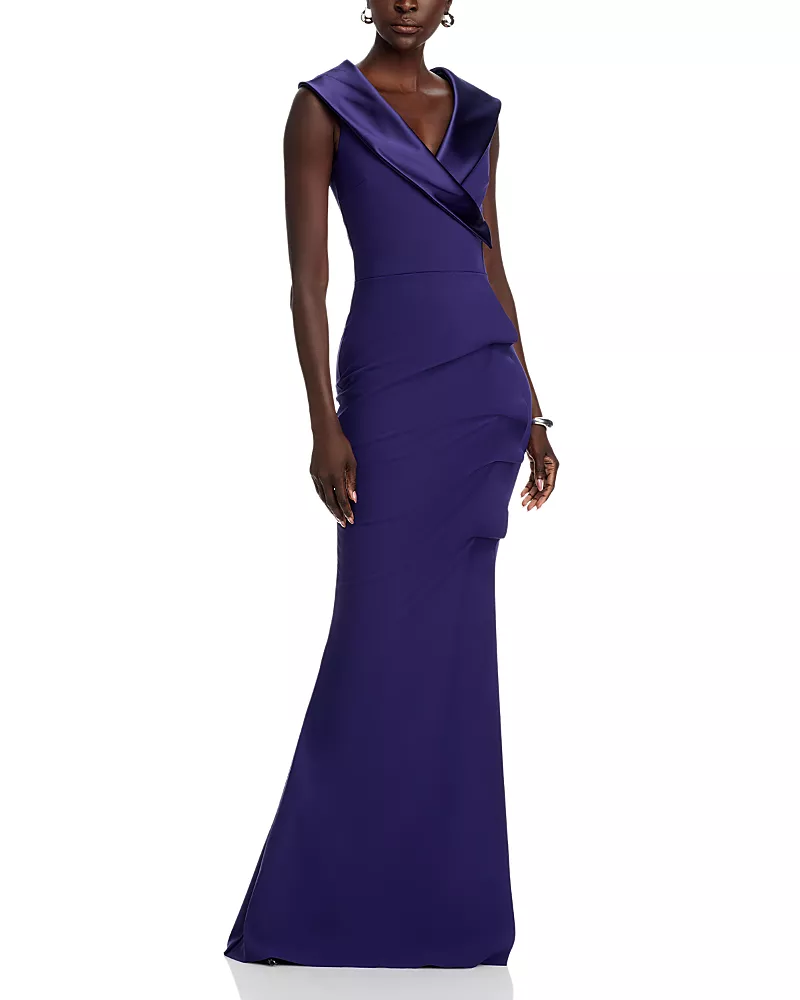 Chiara Boni La Petite Robe Satin Collar Gown