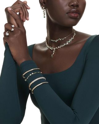 Constella White & Green Crystal Collar Necklace, 14.87"-18.87"