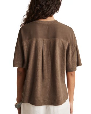 Relaxed V Neck Linen Tee