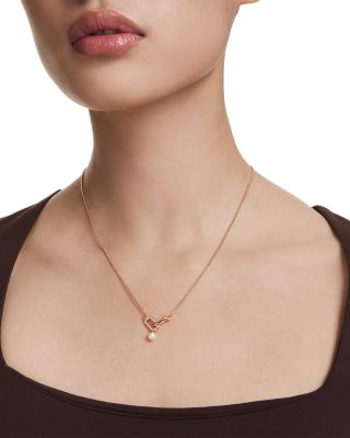Constella Pav&eacute; Crystal Link & Faux Pearl Pendant Necklace, 14.87"-18.87"