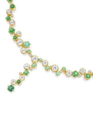 Constella White & Green Crystal Lariat Necklace, 14.87"-17.75"