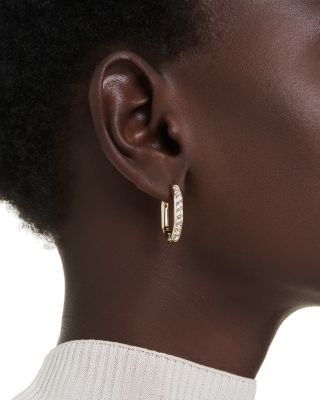 Dextera Pav&eacute; Crystal Geometric Hoop Earrings