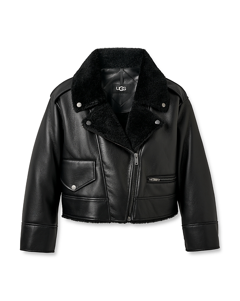 Ugg Finn Luxe Fluff Moto Jacket In Black