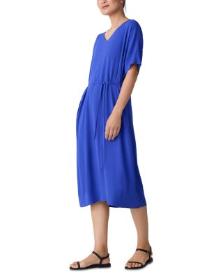 Silk V Neck Midi Dress