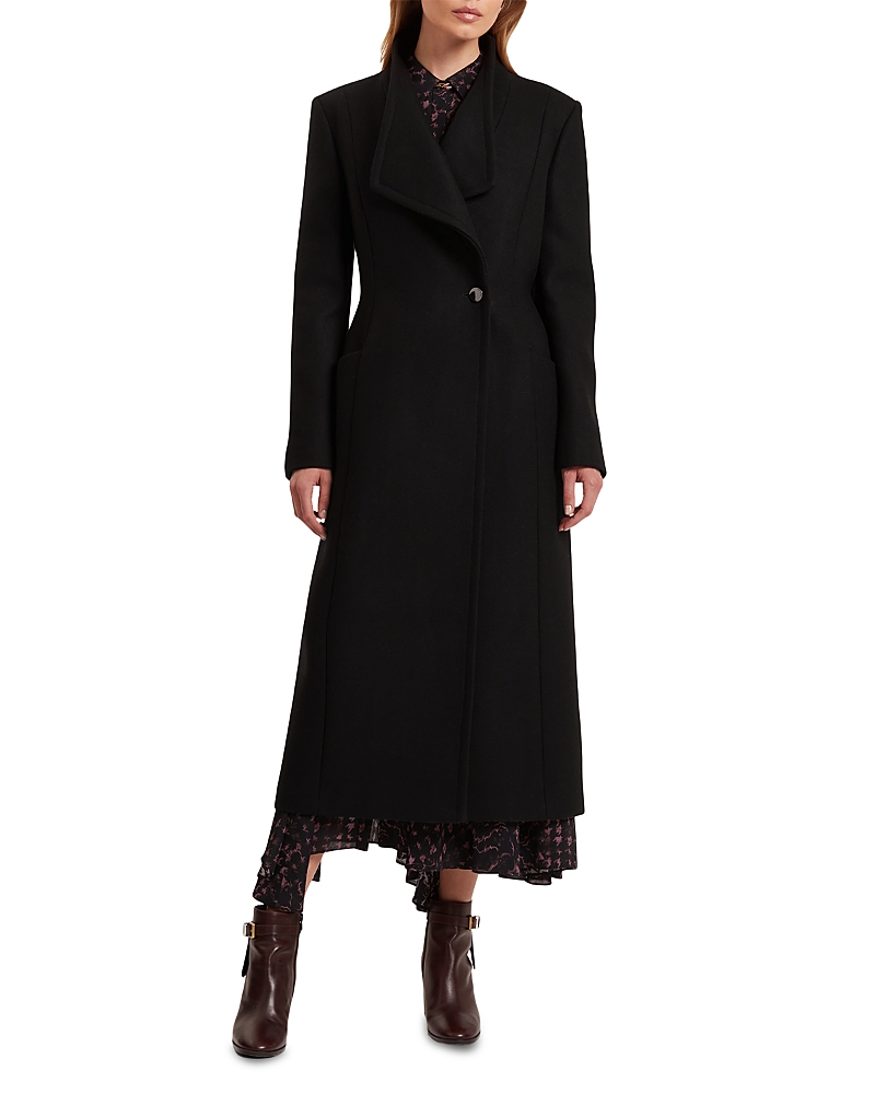 Ted Baker Mindee Wool Blend Coat In Black